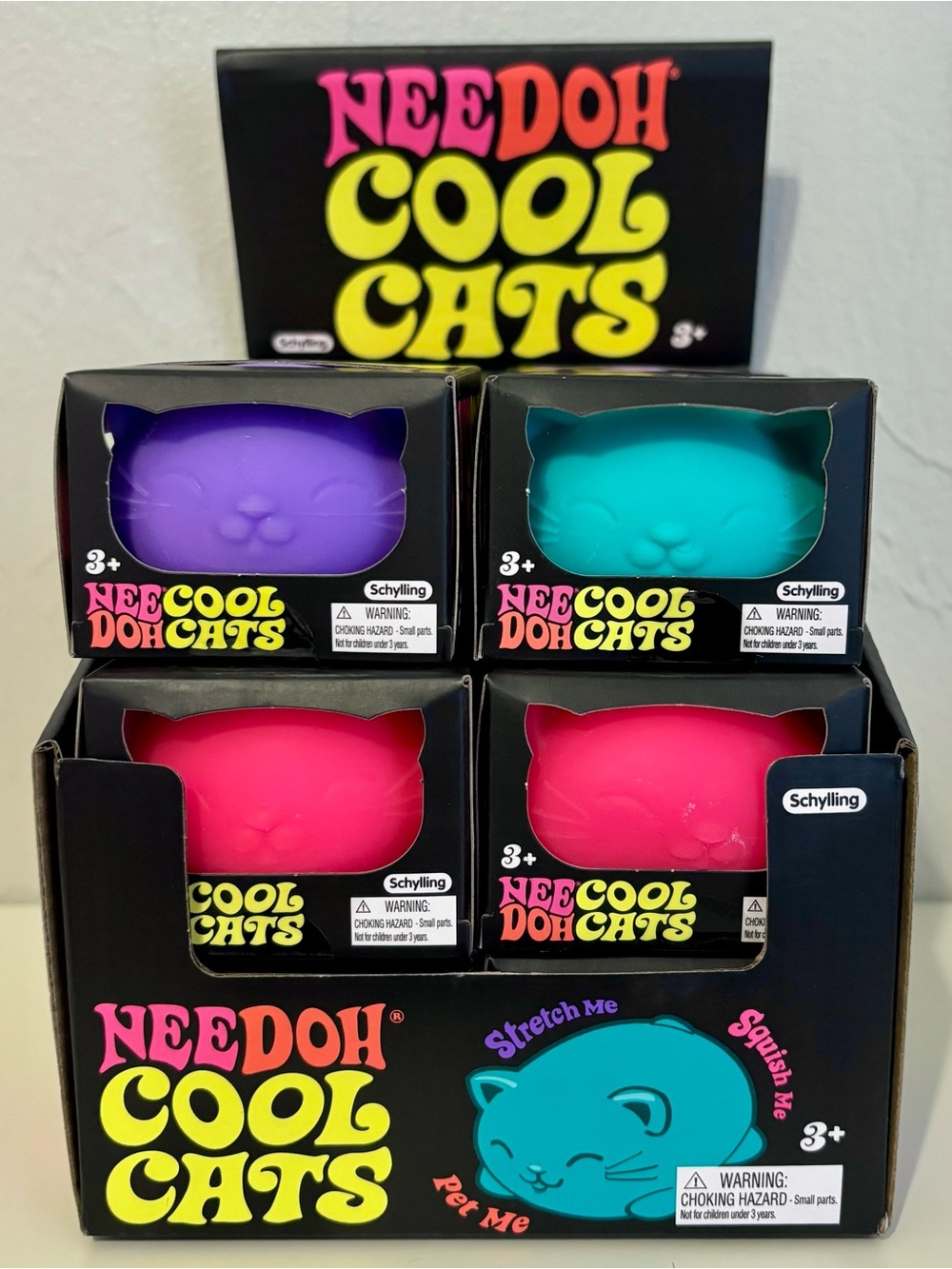 NeeDoh Cool Cats Squishy Toys Set of 12 & Display Case